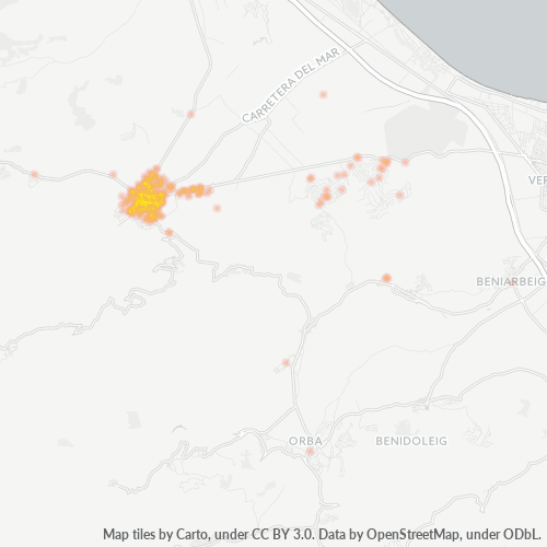 Mapa de calor para código postal 03780