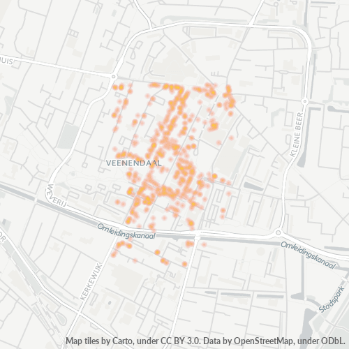 Heatmap voor postcode 3901