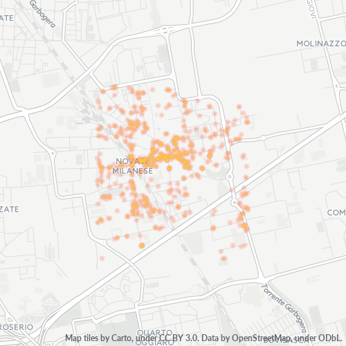 20026 Mappa di concentrazione per la densità di aziende