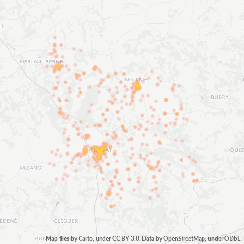Carte de chaleur pour code postal 56240