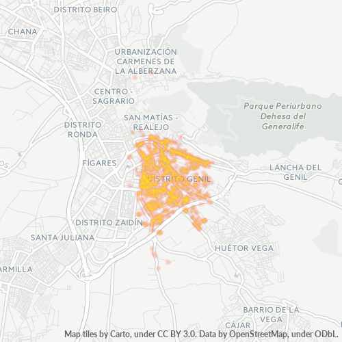 Mapa de calor para código postal 18008