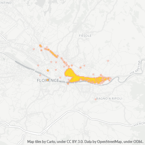 50136 Mappa di concentrazione per la densità di aziende