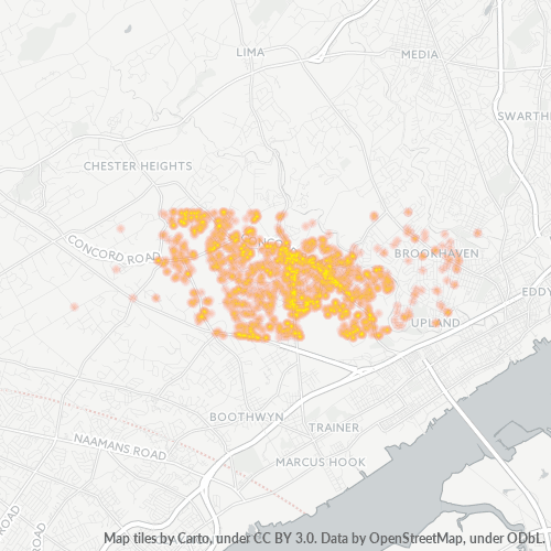 19014 Business Density Heatmap