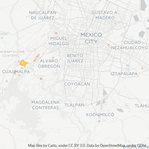 05210 Mapa de calor de densidad empresarial