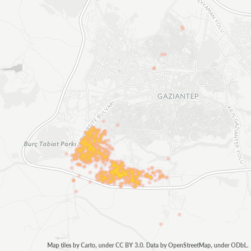 posta kodu 27470 için yoğunluk haritası