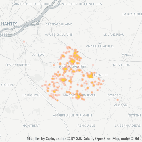 Carte de chaleur pour code postal 44690