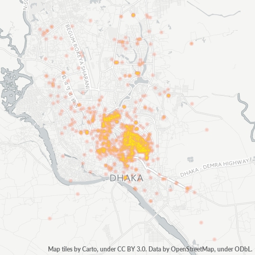 1000 ব্যবসার ঘনত্ব হিটম্যাপ