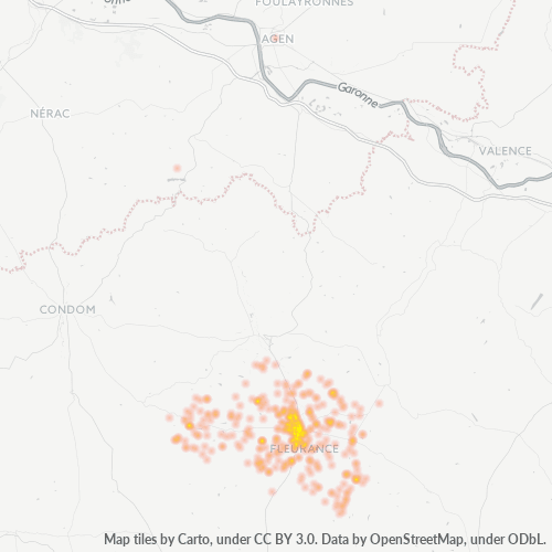 Carte de chaleur pour code postal 32500