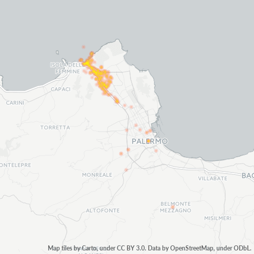 90147 Mappa di concentrazione per la densità di aziende