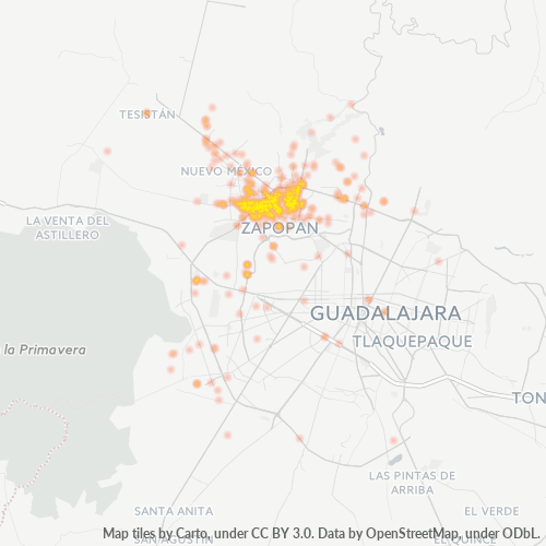 45140 Mapa de calor de densidad empresarial