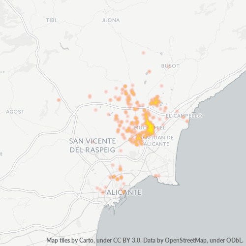 Mapa de calor para código postal 03110