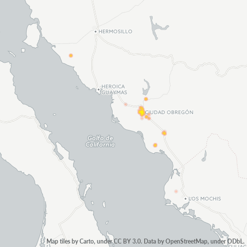 85000 Mapa de calor de densidad empresarial