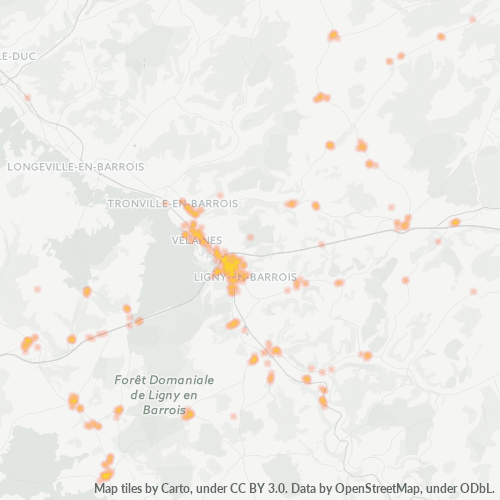 Carte de chaleur pour code postal 55500