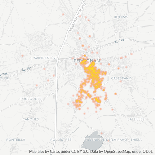 Carte de chaleur pour code postal 66100