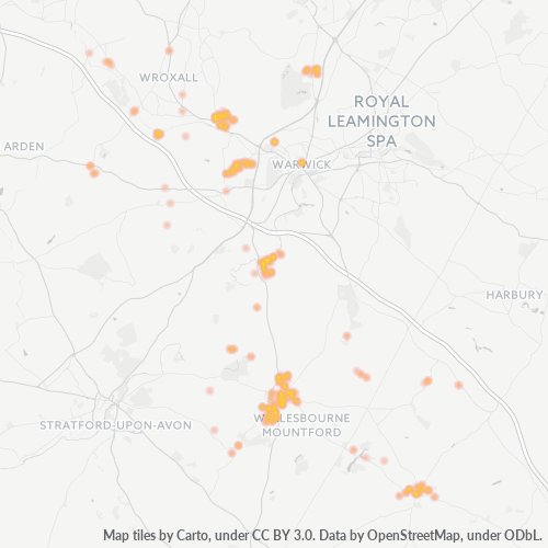 Heatmap for postal code CV35