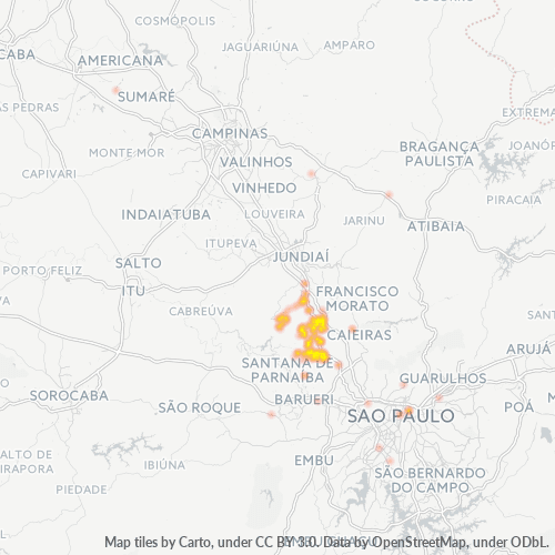 07750-000 Mapa de calor de densidad empresarial