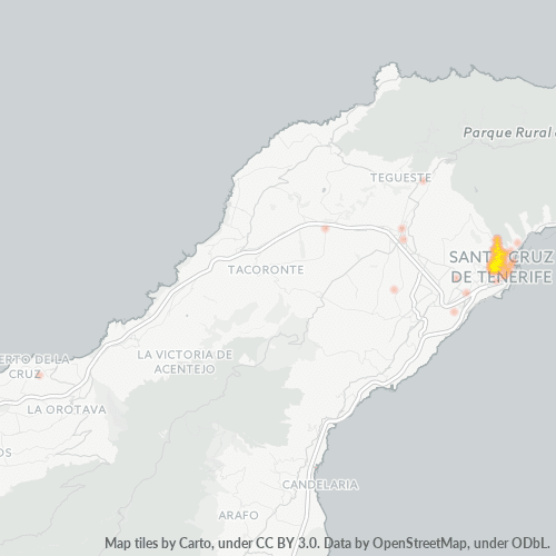 Mapa de calor para código postal 38004