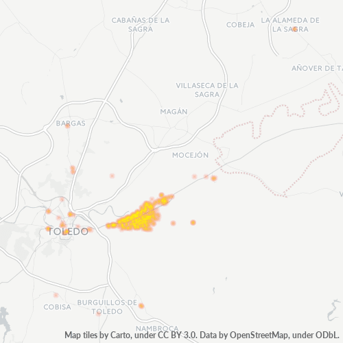 Mapa de calor para código postal 45007
