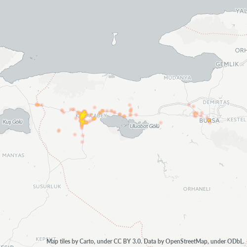 posta kodu 16700 için yoğunluk haritası