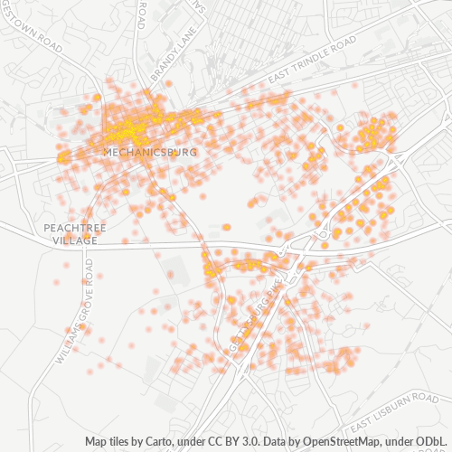 17055 Business Density Heatmap