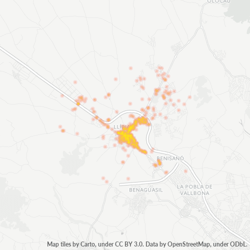 Mapa de calor para código postal 46160