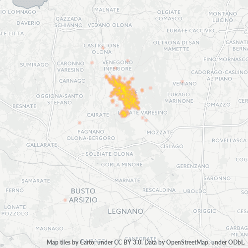 21049 Mappa di concentrazione per la densità di aziende