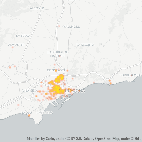 Mapa de calor para código postal 43006