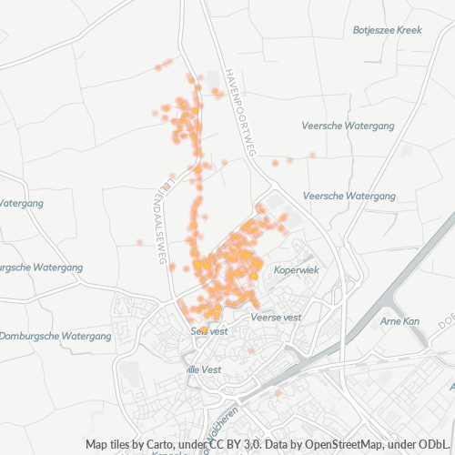 Heatmap voor postcode 4333