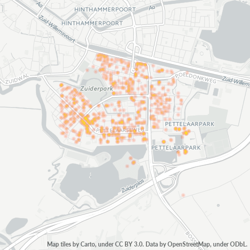 Heatmap voor postcode 5216