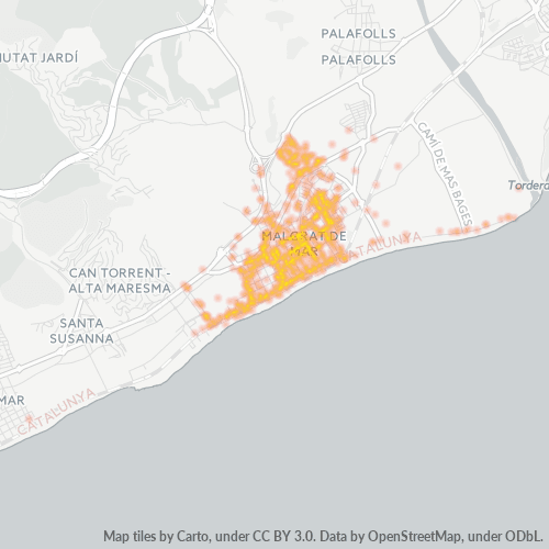 Mapa de calor para código postal 08380