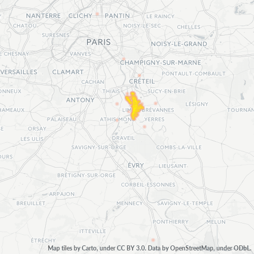 Carte de chaleur pour code postal 94190