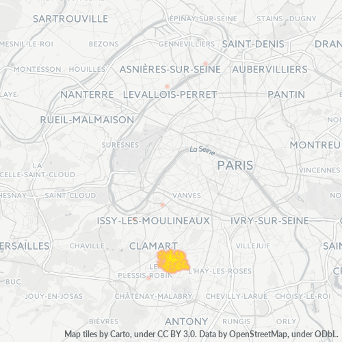 Carte de chaleur pour code postal 92260