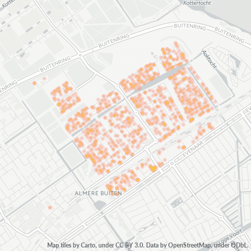 Heatmap voor postcode 1335