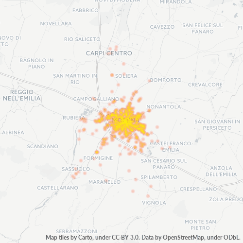 41100 Mappa di concentrazione per la densità di aziende
