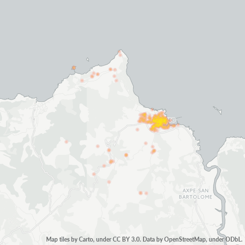 Mapa de calor para código postal 48370