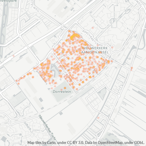 Heatmap voor postcode 2912