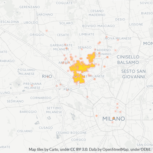 20021 Mappa di concentrazione per la densità di aziende