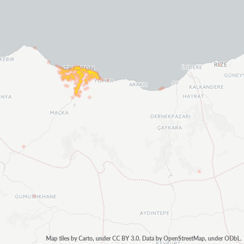 posta kodu 61000 için yoğunluk haritası