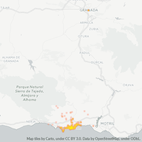 Mapa de calor para código postal 18690