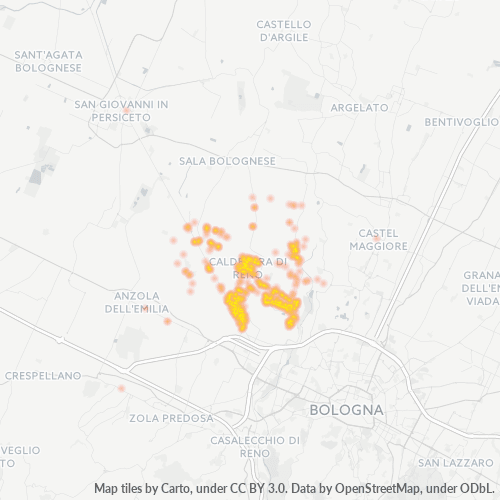 40012 Mappa di concentrazione per la densità di aziende