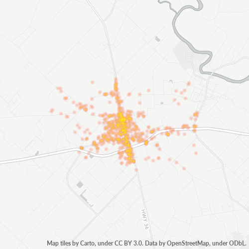 77474 Business Density Heatmap