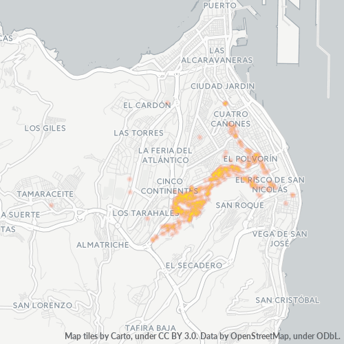 Mapa de calor para código postal 35014
