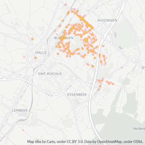 Heatmap voor postcode 1501