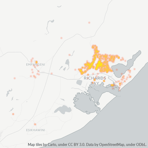 3900 Hittekaart vir Besigheidsdigtheid