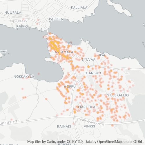 38200 Yritystiheys lämpökarttana