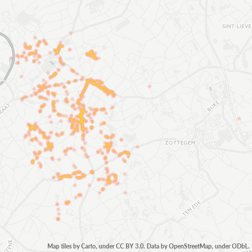 Heatmap voor postcode 9630