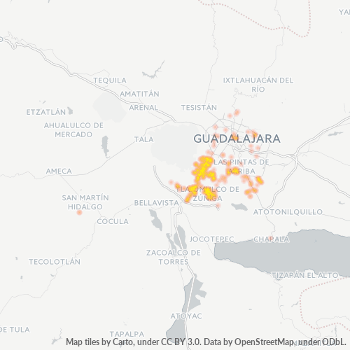 45640 Mapa de calor de densidad empresarial