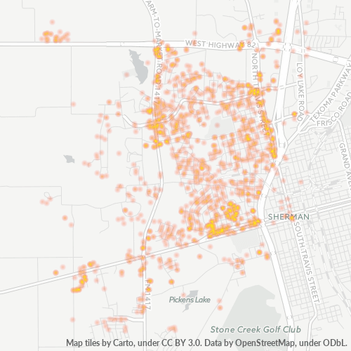 75092 Business Density Heatmap