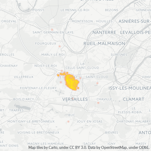Carte de chaleur pour code postal 78150