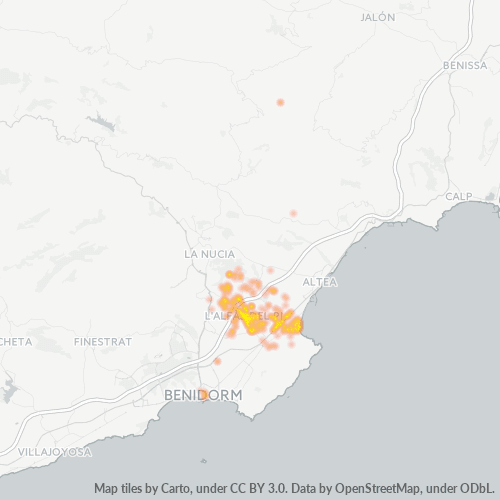 Mapa de calor para código postal 03580
